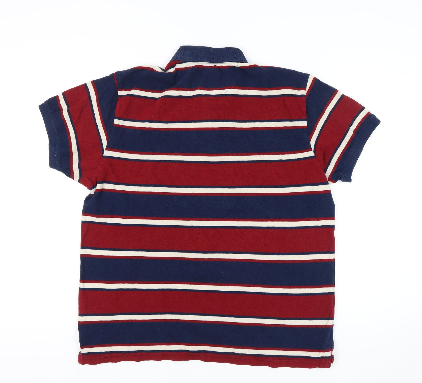 John Players Men's Red Striped Polo Shirt XL Slim Fit