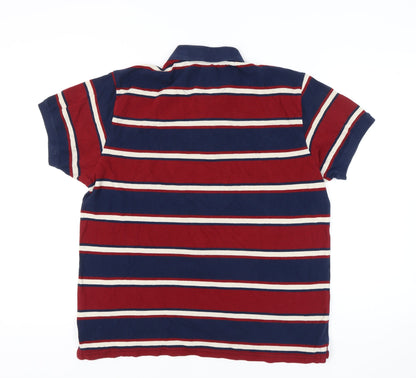 John Players Men's Red Striped Polo Shirt XL Slim Fit