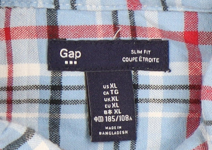 Gap Men's Multicoloured XL Slim Fit Plaid Shirt