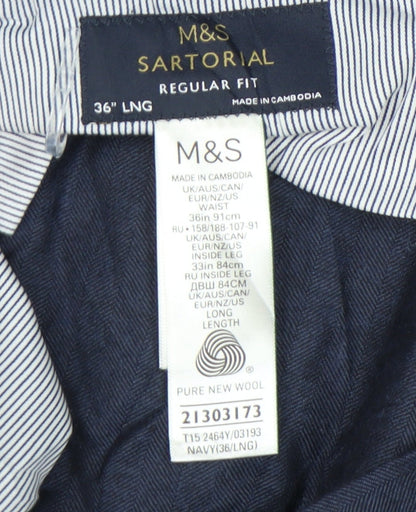 Marks and Spencer Mens Blue Dress Pants 36 Regular Fit