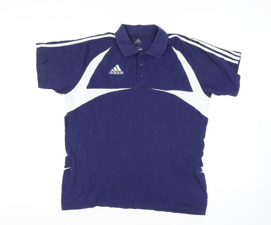 Adidas Men's Blue Colourblock Polo Shirt, Size M