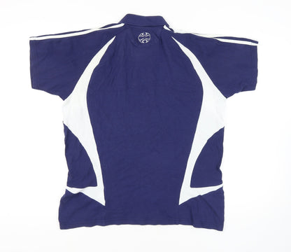 Adidas Men's Blue Colourblock Polo Shirt, Size M