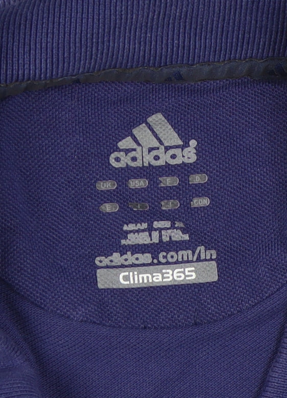 Adidas Men's Blue Colourblock Polo Shirt, Size M