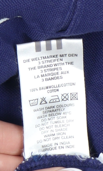 Adidas Men's Blue Colourblock Polo Shirt, Size M