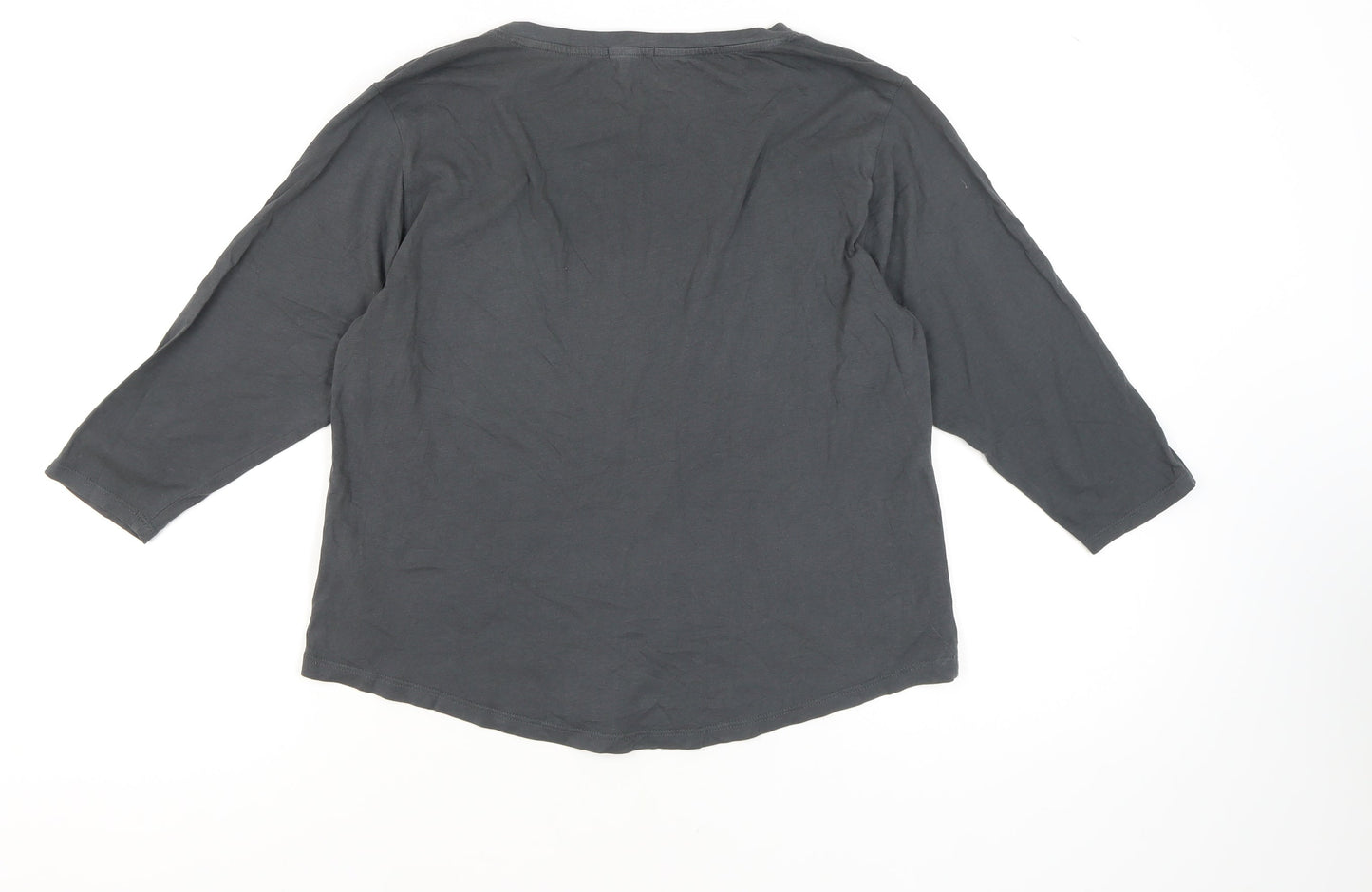 Esprit Women's Grey T-Shirt Size S Round Neck 3/4 Sleeve