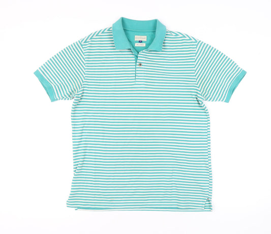 Westsport Men's Green Striped Polo Shirt - S Relaxed