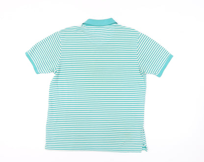 Westsport Men's Green Striped Polo Shirt - S Relaxed