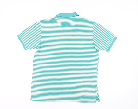 Westsport Men's Green Striped Polo Shirt - S Relaxed