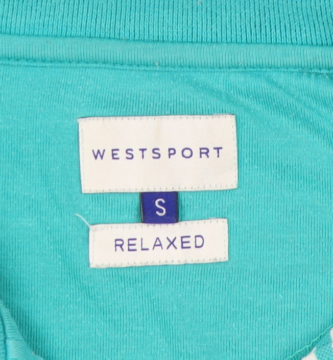 Westsport Men's Green Striped Polo Shirt - S Relaxed