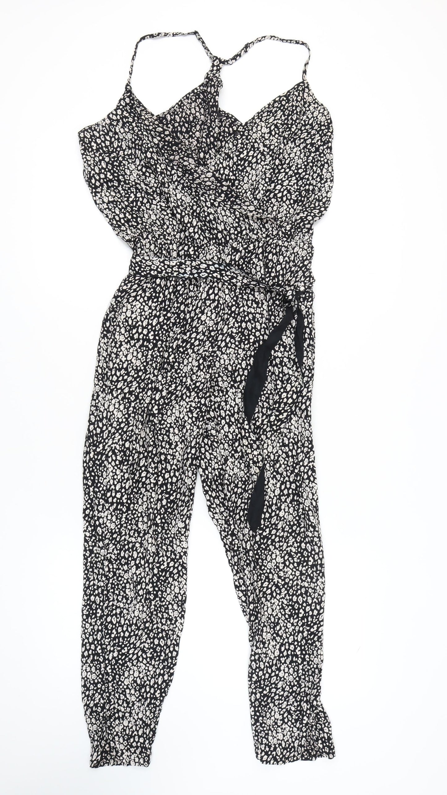 Accessorize Black Women's Sleeveless Jumpsuit, Animal Print