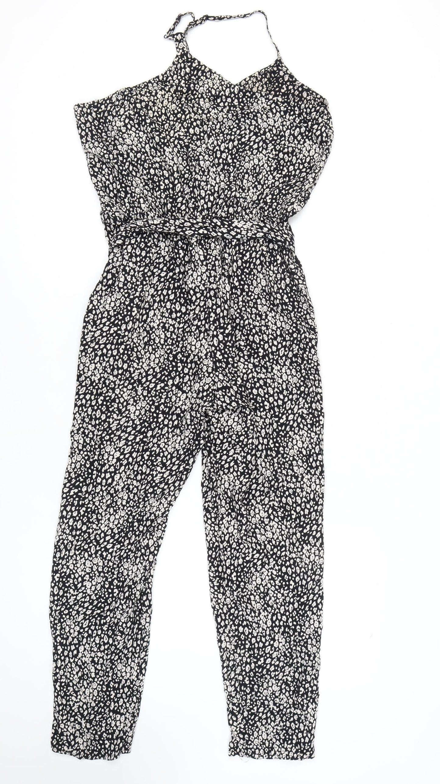 Accessorize Black Women's Sleeveless Jumpsuit, Animal Print