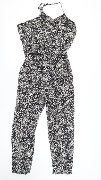 Accessorize Black Women's Sleeveless Jumpsuit, Animal Print