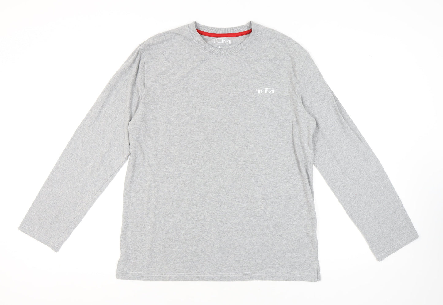 Tumi Men's Grey Long Sleeve Crew Neck T-Shirt Size L