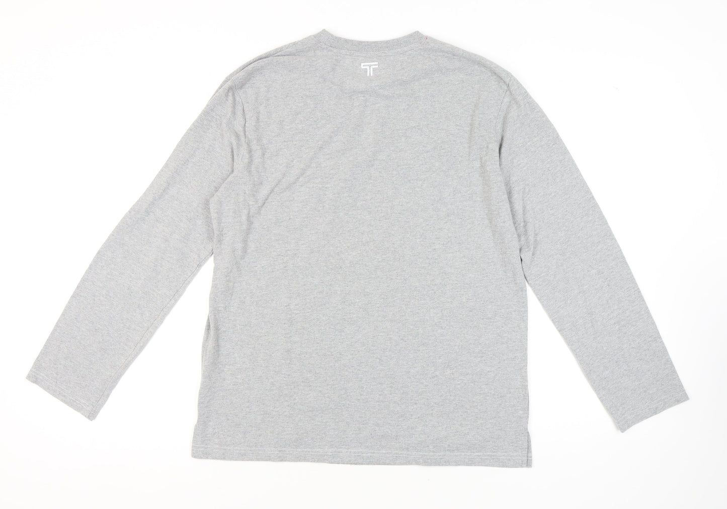 Tumi Men's Grey Long Sleeve Crew Neck T-Shirt Size L