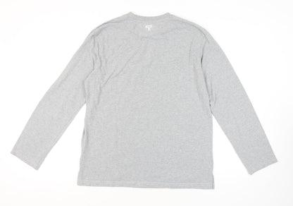 Tumi Men's Grey Long Sleeve Crew Neck T-Shirt Size L