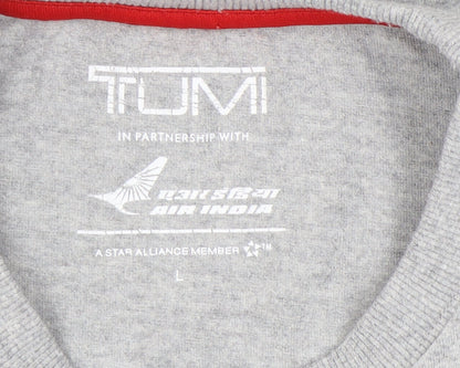 Tumi Men's Grey Long Sleeve Crew Neck T-Shirt Size L