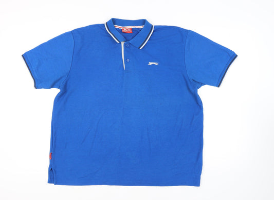 Slazenger Men's Blue 2XL Cotton Polo Shirt