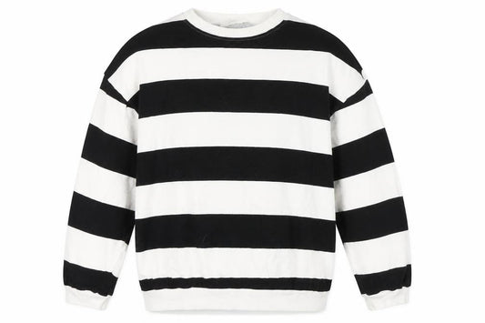 H&M Girls' Black & White Striped Cotton Sweatshirt 14 Plus