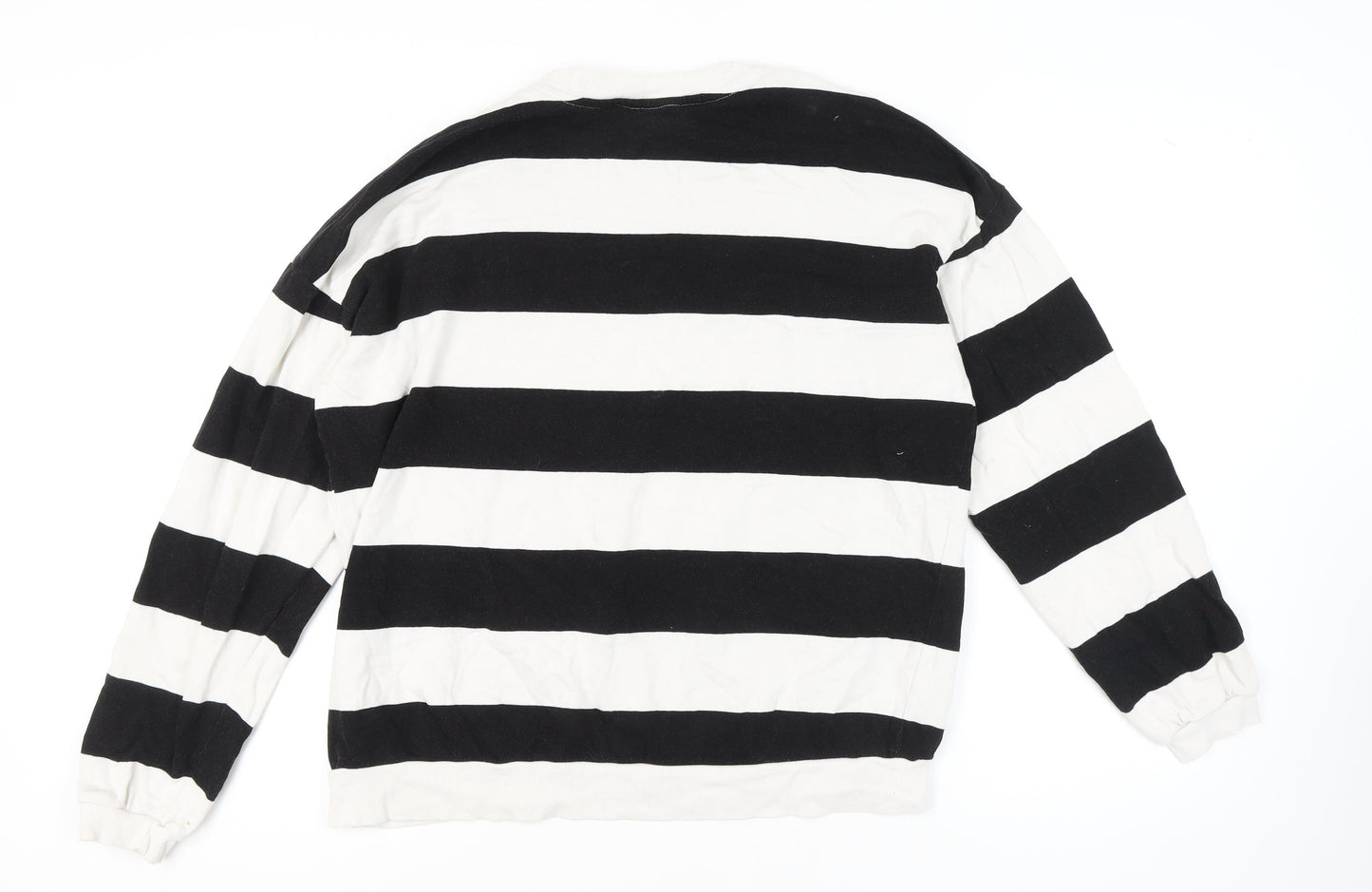 H&M Girls' Black & White Striped Cotton Sweatshirt 14 Plus