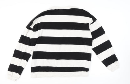 H&M Girls' Black & White Striped Cotton Sweatshirt 14 Plus