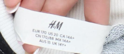 H&M Girls' Black & White Striped Cotton Sweatshirt 14 Plus