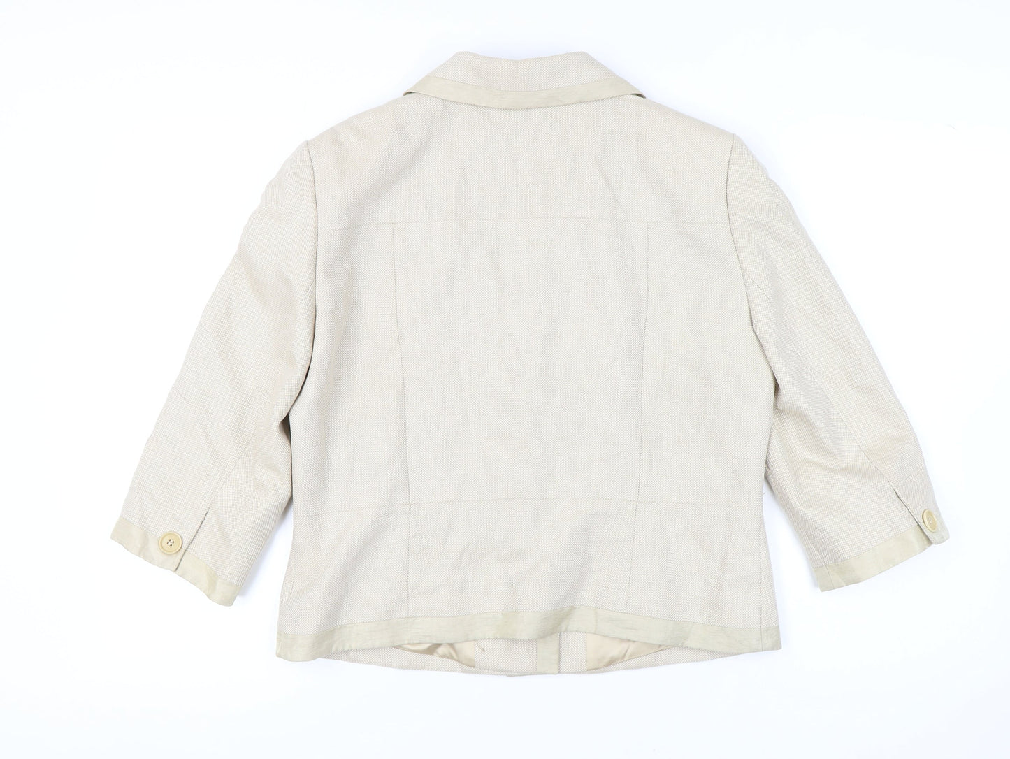 Jaeger Women's Beige Silk Wool Suit Jacket Size 16