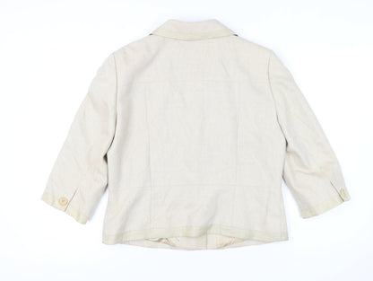 Jaeger Women's Beige Silk Wool Suit Jacket Size 16