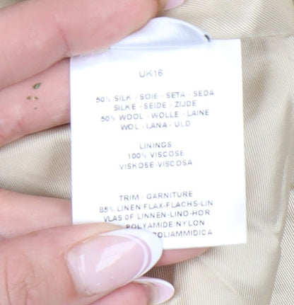 Jaeger Women's Beige Silk Wool Suit Jacket Size 16