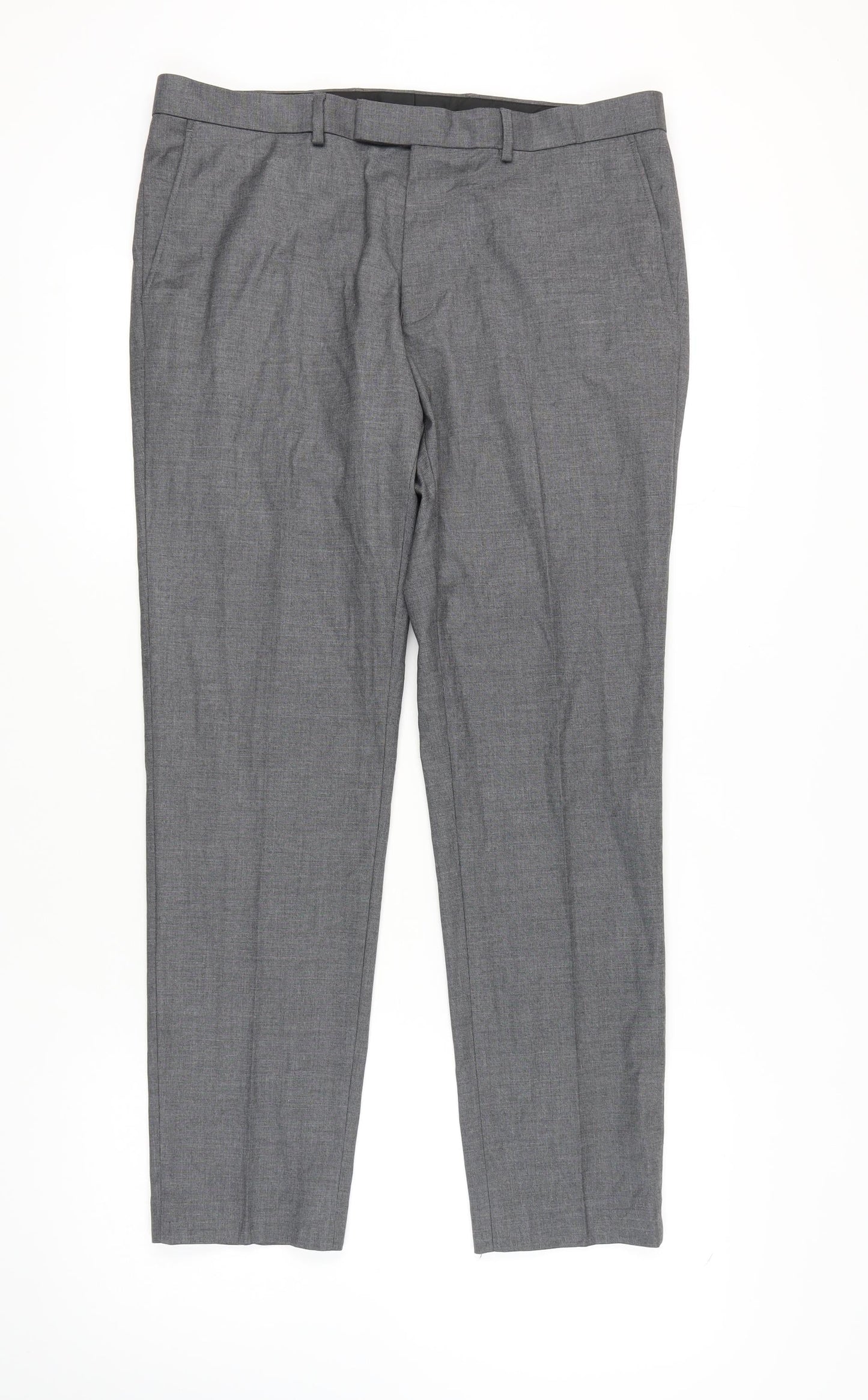 Marks and Spencer Men's Grey Regular Fit Trousers