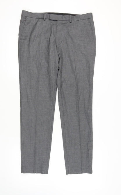 Marks and Spencer Men's Grey Regular Fit Trousers