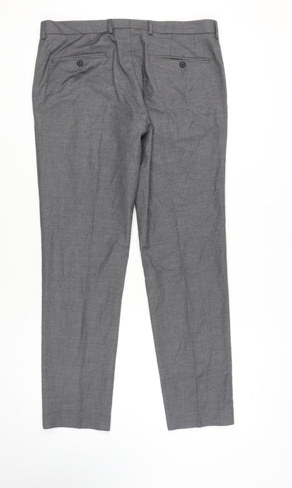 Marks and Spencer Men's Grey Regular Fit Trousers