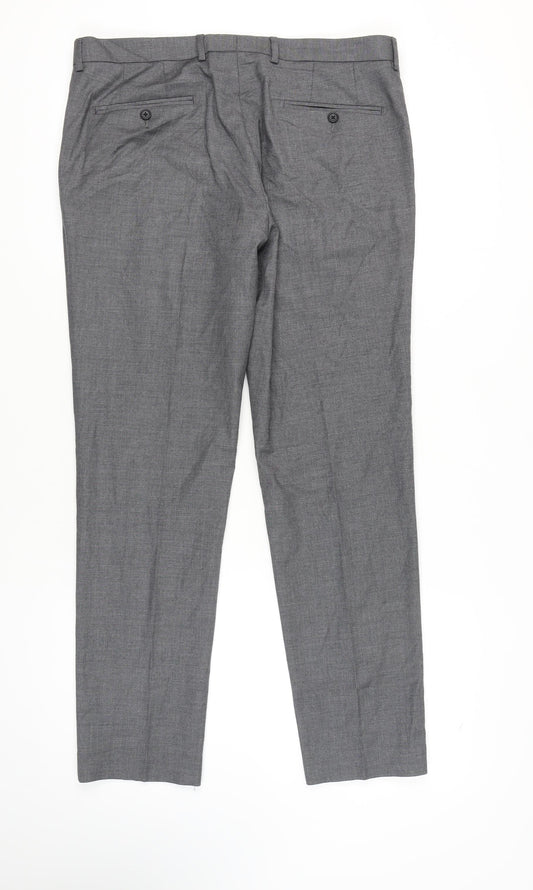 Marks and Spencer Men's Grey Regular Fit Trousers