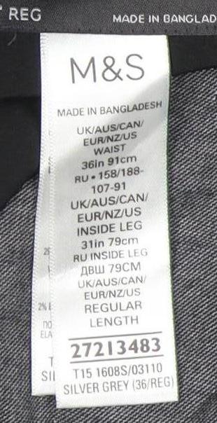 Marks and Spencer Men's Grey Regular Fit Trousers