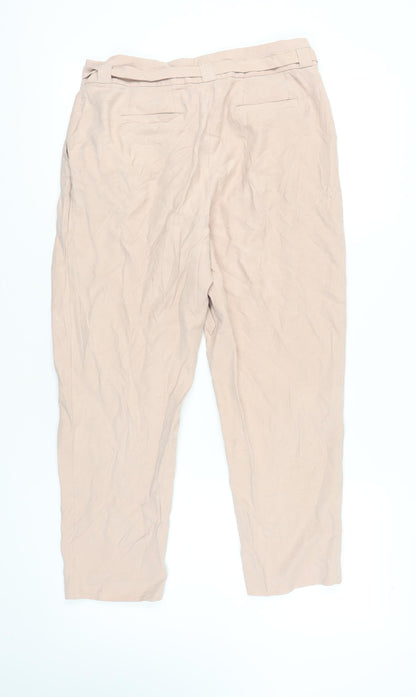 Mint Velvet Women's Beige Belted Trousers Size 12