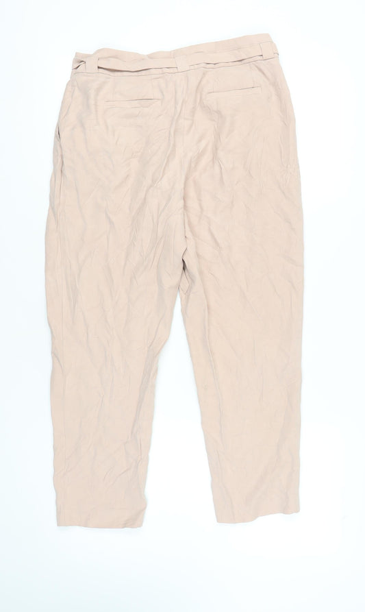 Mint Velvet Women's Beige Belted Trousers Size 12