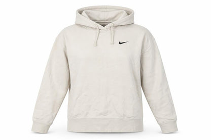 Front view of Nike unisex beige hoodie - small cotton blend