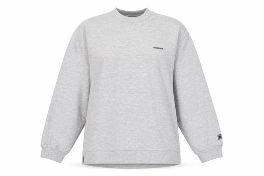 Front view of Reebok Grey unisex pullover sweatshirt, size 12