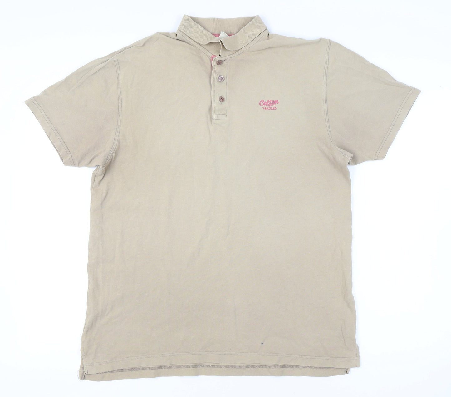 Cotton Traders Men's Beige Polo Short Sleeve L