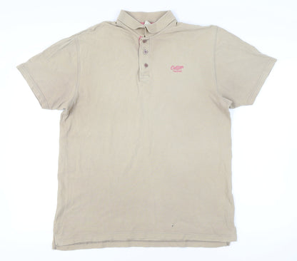 Cotton Traders Men's Beige Polo Short Sleeve L