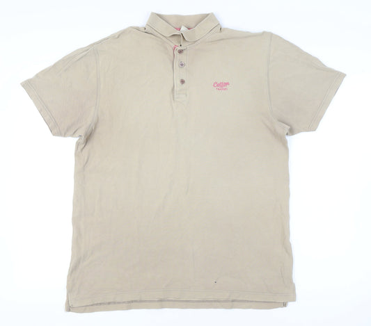 Cotton Traders Men's Beige Polo Short Sleeve L