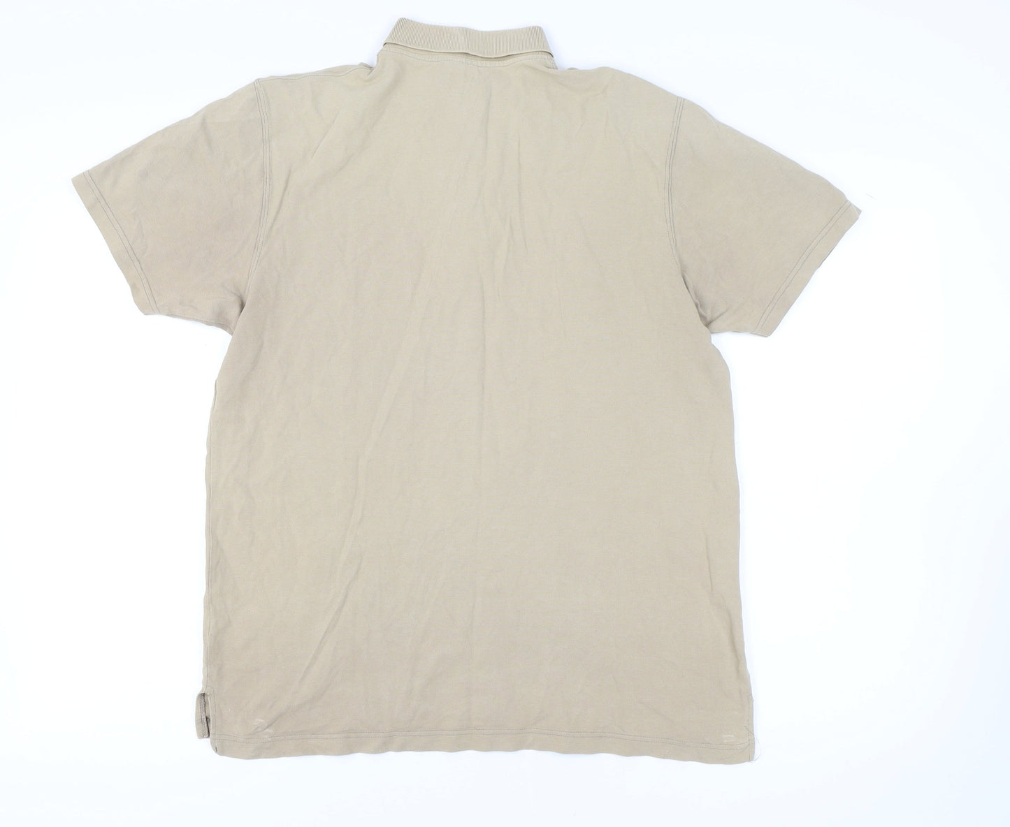 Cotton Traders Men's Beige Polo Short Sleeve L