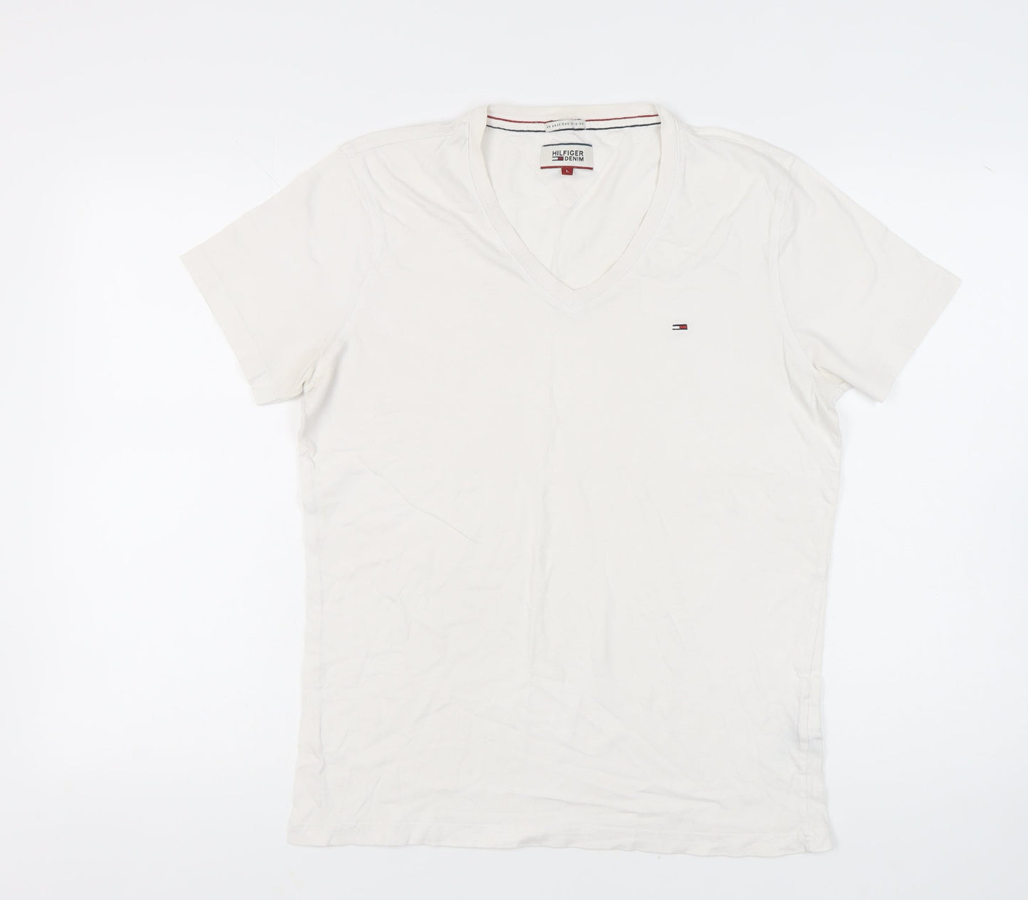 Mens UK Size L Hilfiger Denim White  T-Shirt