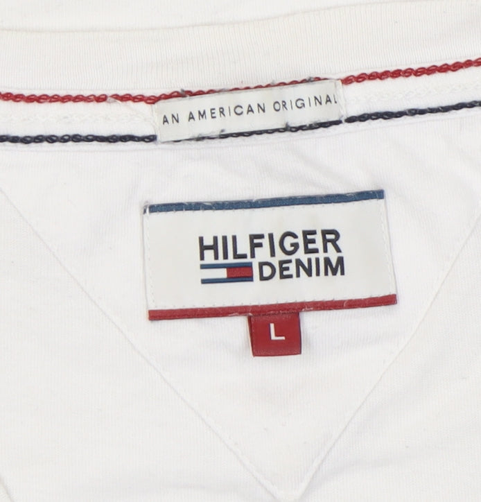 Mens UK Size L Hilfiger Denim White  T-Shirt