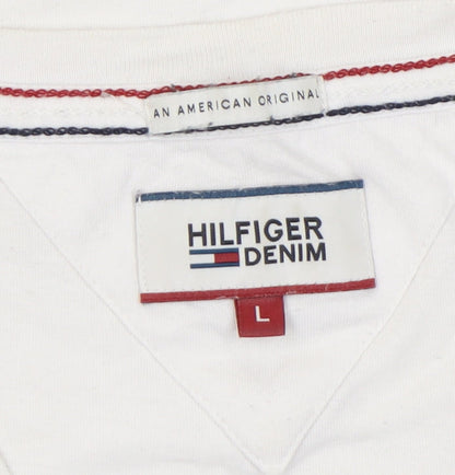 Mens UK Size L Hilfiger Denim White  T-Shirt