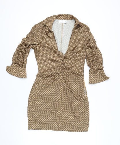 ASOS DESIGN Women's Brown Geometric Dress, Size 8