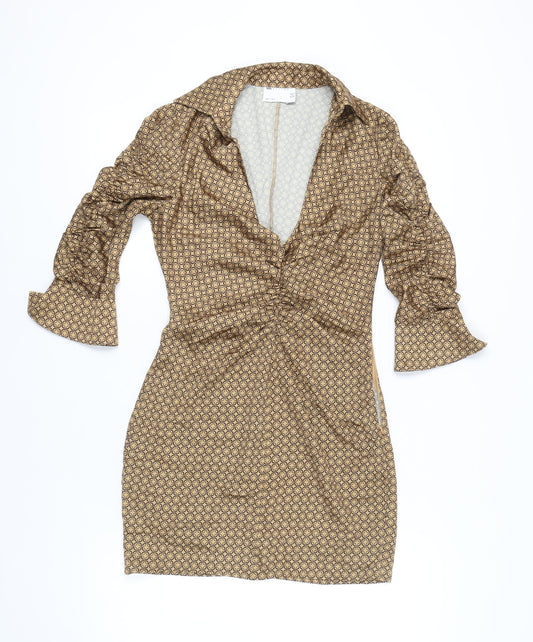 ASOS DESIGN Women's Brown Geometric Dress, Size 8