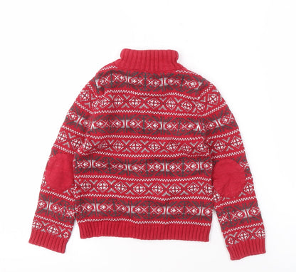 Authentic Baby Boys Red Fair Isle Knit Jumper Size 3-4 Years