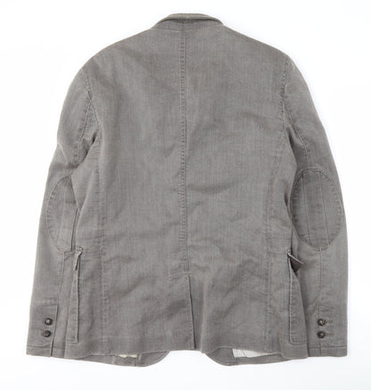 Zara Men's Grey Casual Jacket, Size 42, Stand-Up Collar