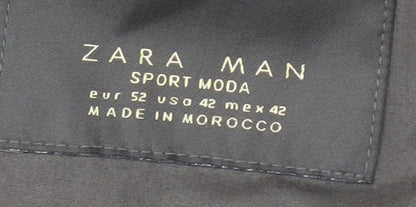 Zara Men's Grey Casual Jacket, Size 42, Stand-Up Collar