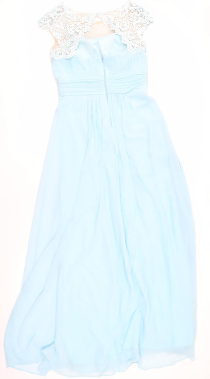 Ever Pretty Women's Long Blue Lace Formal Dress S